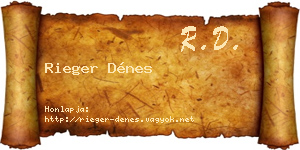 Rieger Dénes névjegykártya